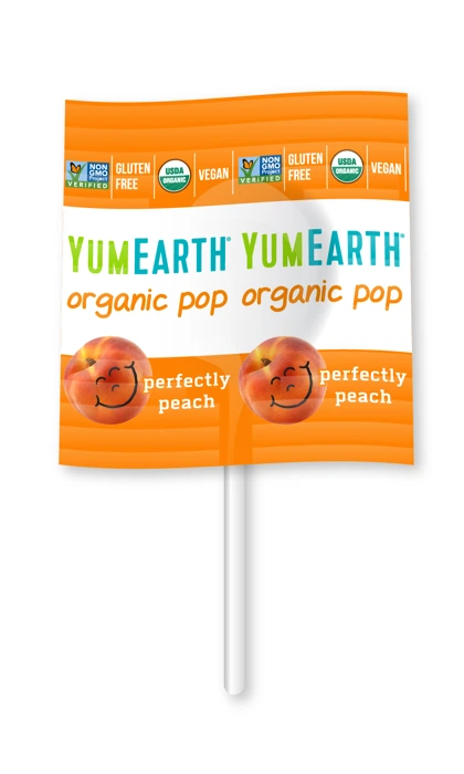 YumEarth Perfectly Peach organic lollipop