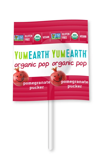 YumEarth Pomegranate Pucker individually wrapped organic lollipop