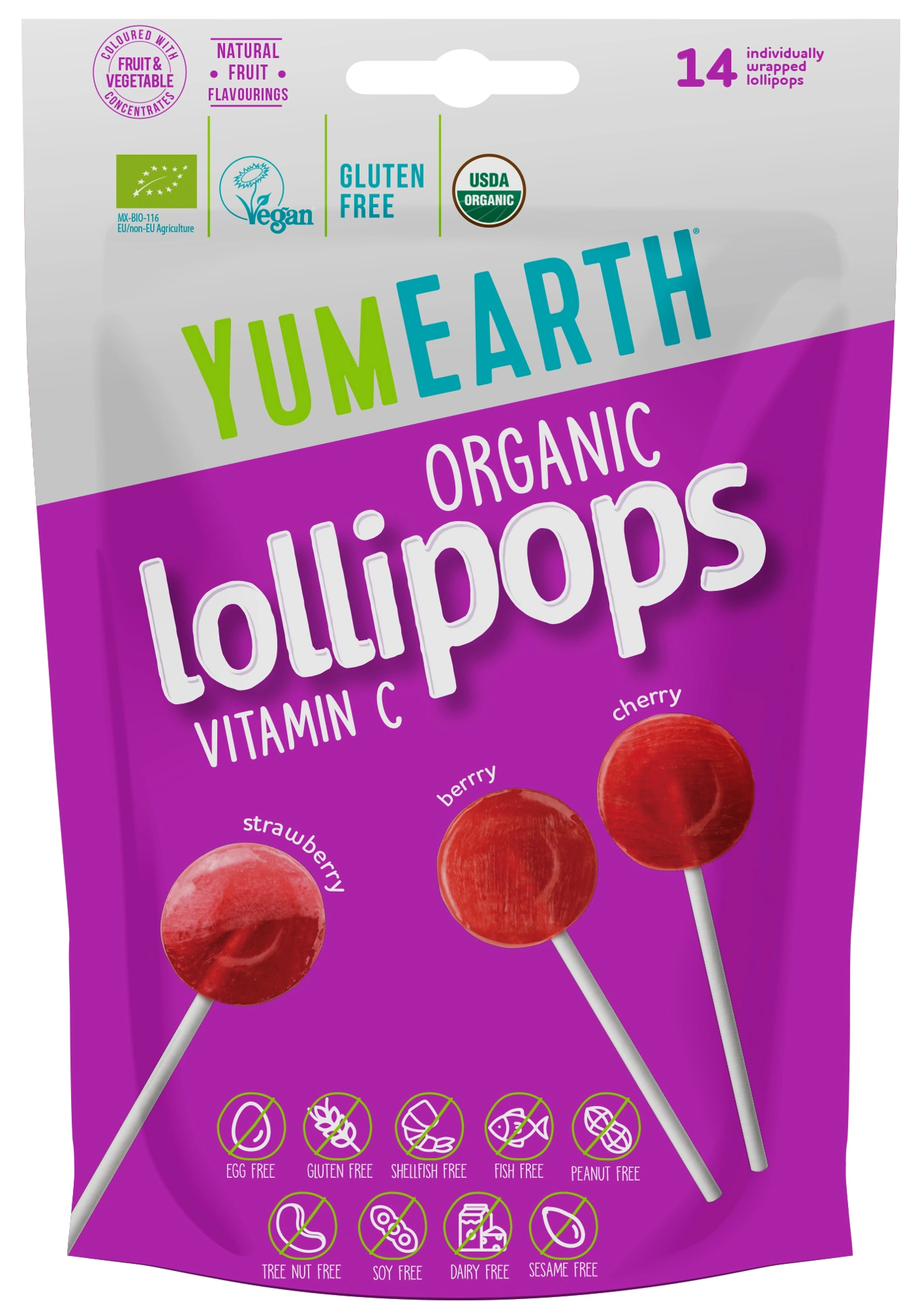 YumEarth Vitamin C Pops – 14 lollipops